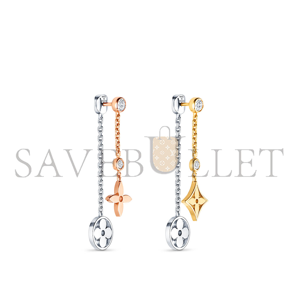 l**is V*t*n idylle blossom three-color gold and diamond long earrings q96413